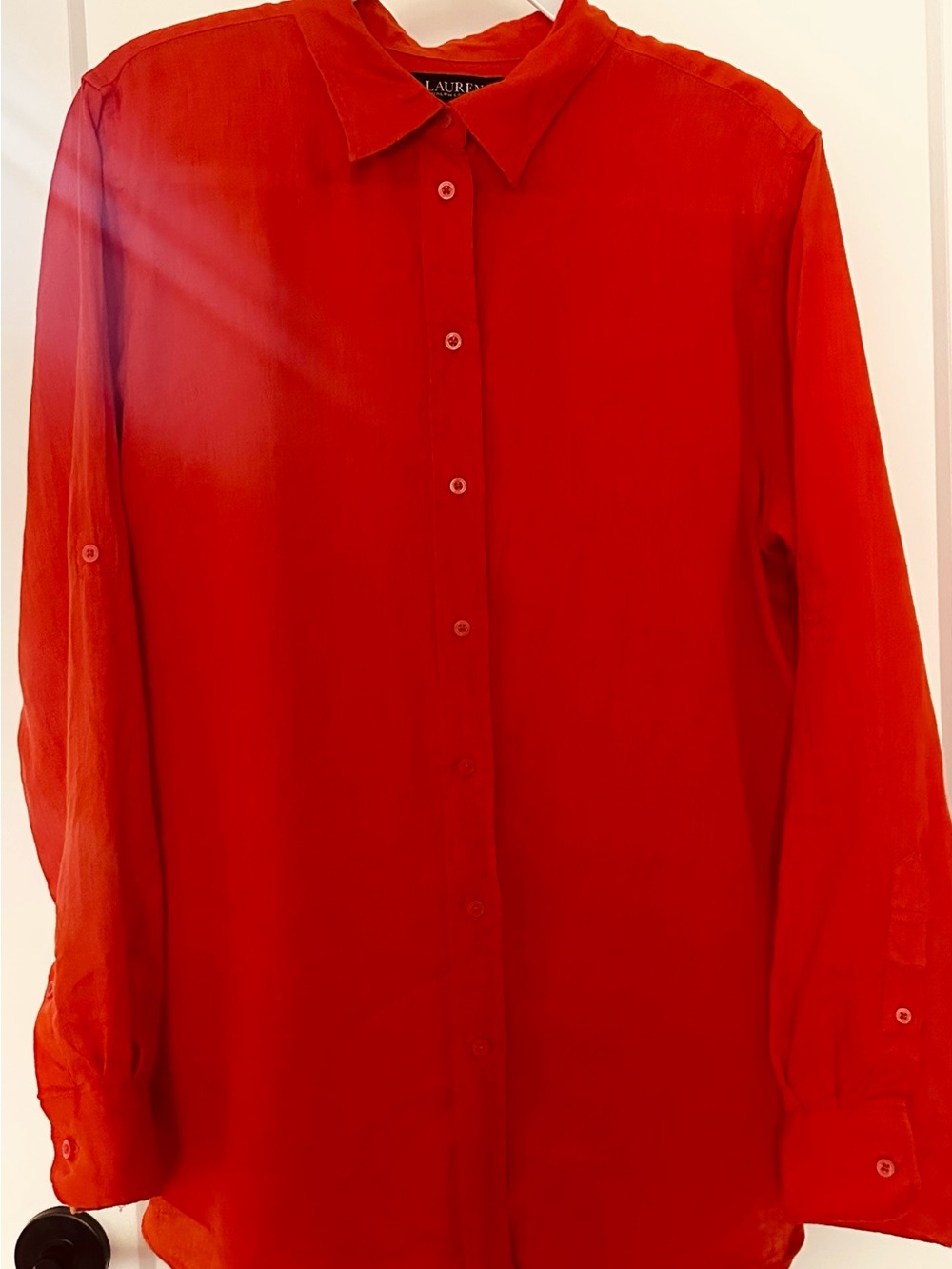 Ralph Lauren Linen Orange Button down shirt Large